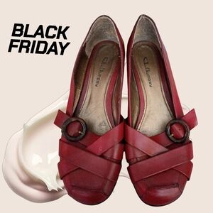 CL by Laundry Women's Burgundy Flats with Buckle